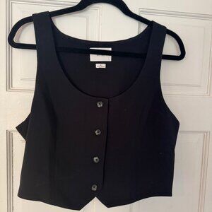 Aritzia Black Button-Up Crop Top